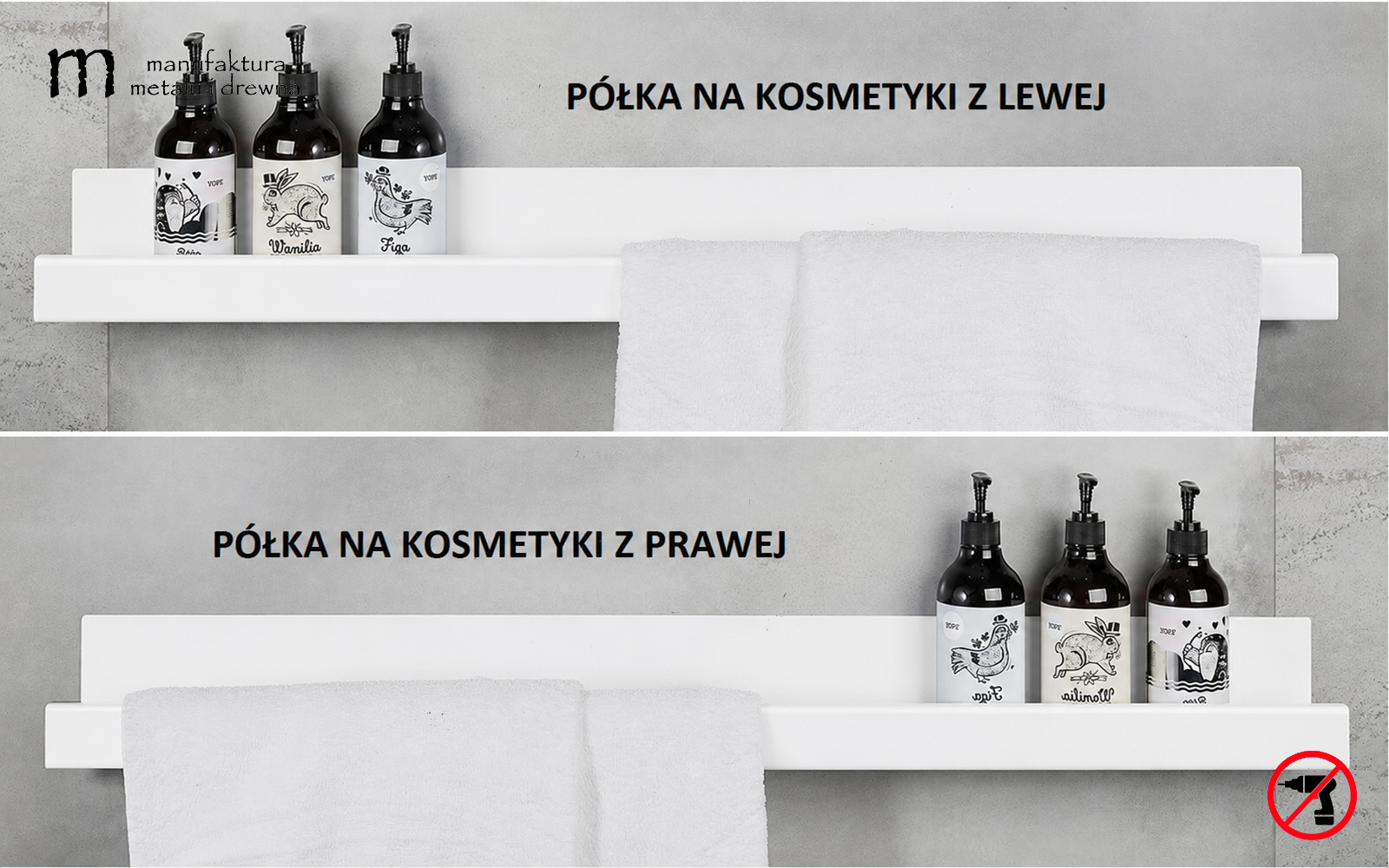 Półka na ręcznik i kosmetyki - biała - obrazek 5