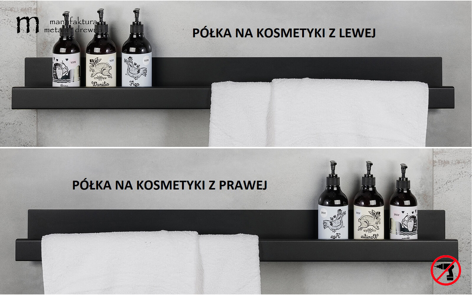 Półka na ręcznik i kosmetyki - czarna - obrazek 10