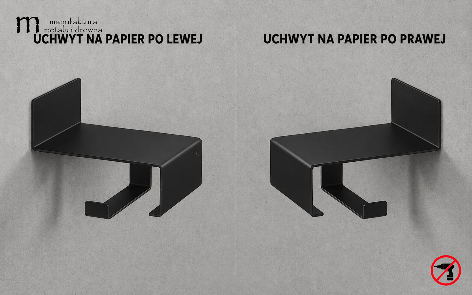 Uchwyt na papier toaletowy yksi - czarny - obrazek 4
