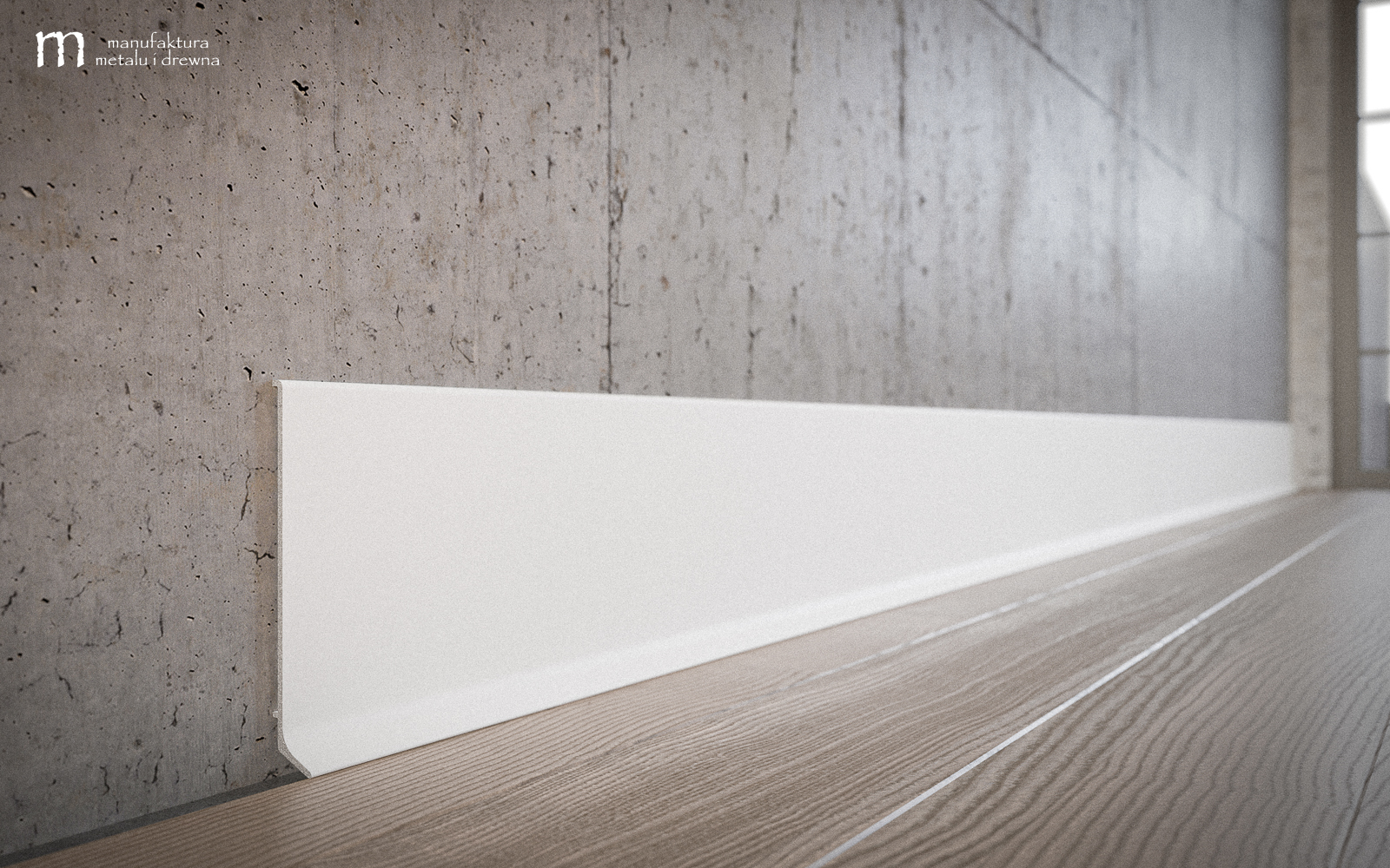 Aluminiowa listwa przypodłogowa 8 cm - biała - obrazek 4